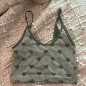 Urban Outfitters Green Heart Cropped Tank